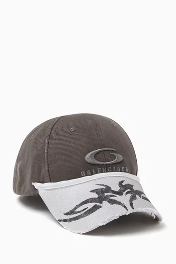 Patched Visor Cap in Cotton Drill