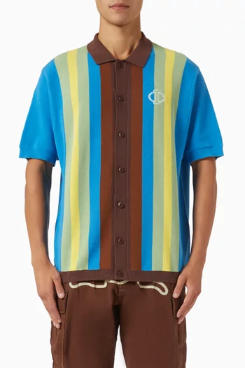 Logo Polo Cardigan in Jacquard-knit