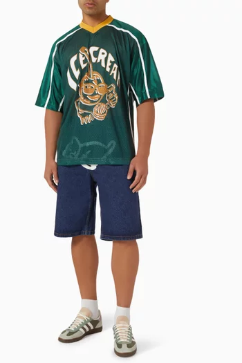 Cherry Appliqué Football Jersey in Mesh