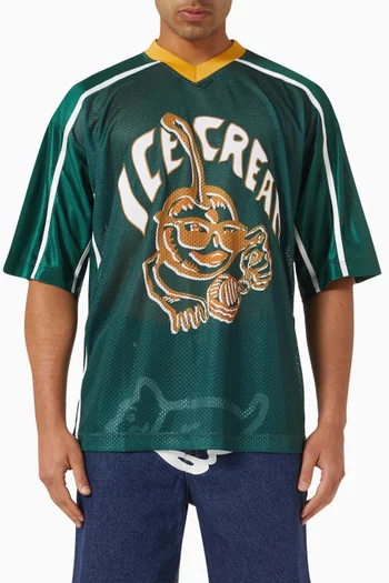 Cherry Appliqué Football Jersey in Mesh
