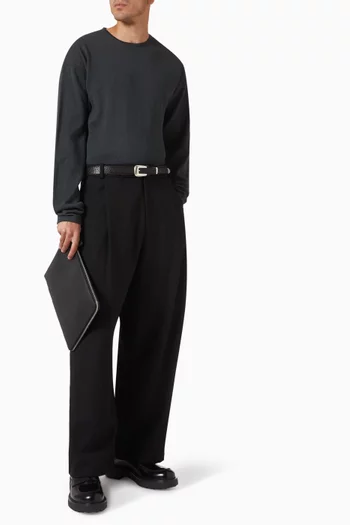 سترة بفتحة رقبة مستديرة مزيج قطن