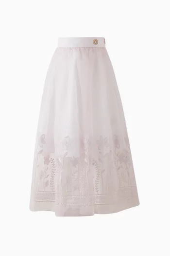 Floral Embroidered Skirt in Organza