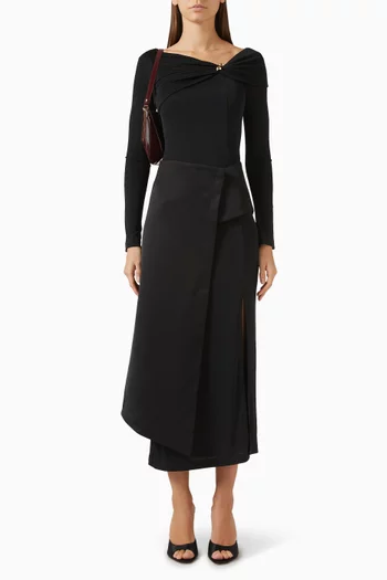 Laly Off-shoulder Dress in Jersey & Taffeta