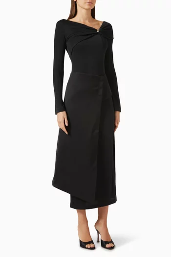 Laly Off-shoulder Dress in Jersey & Taffeta