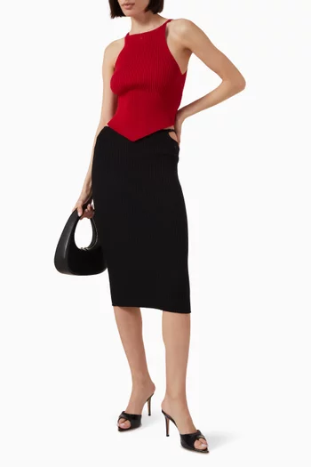 Loop Rib-knit Midi Skirt