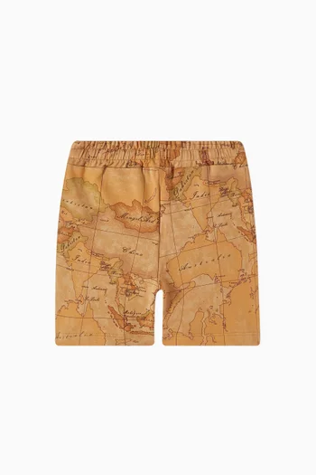 Geo Map Shorts in Cotton
