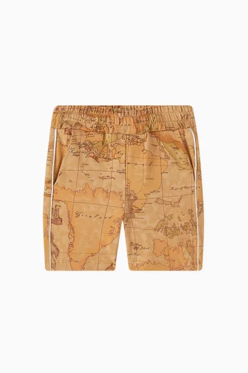Geo Map Shorts in Cotton