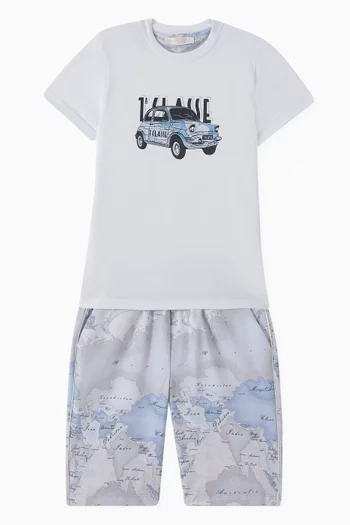 Geo Map Shorts in Cotton