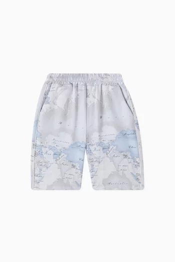 Geo Map Shorts in Cotton