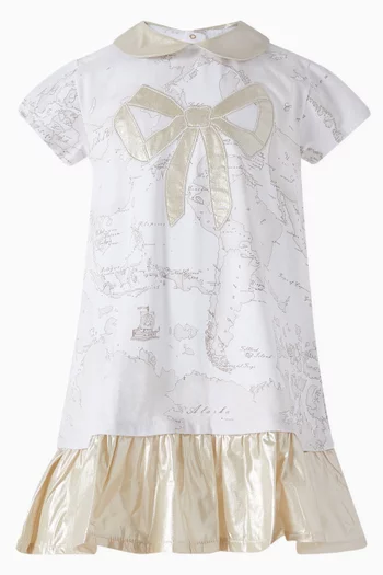Bow Ruffled Dress in Cotton