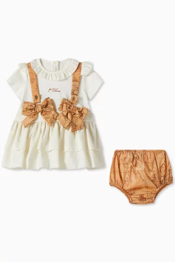 Geo Bow Dress & Bloomers Set