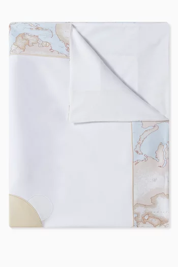 Geo Map Print Bear Blanket in Cotton