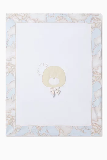 Geo Map Print Bear Blanket in Cotton