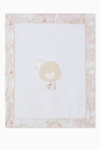Geo Map Print Bear Blanket in Cotton