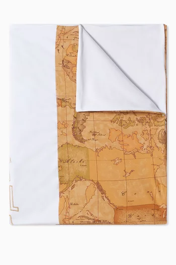 Geo Map Print Blanket in Cotton