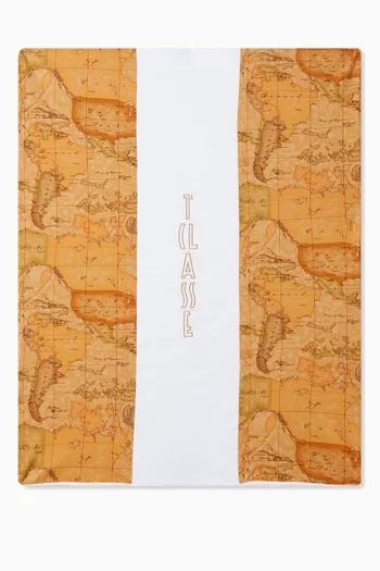 Geo Map Print Blanket in Cotton