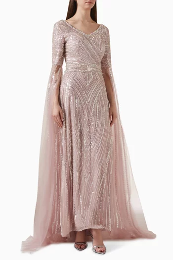 Bead-embellished Gown in Tulle