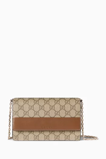 GG Emblem Chain Wallet in Leather