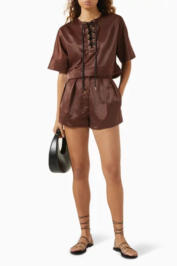 High-waisted Pleated Shorts