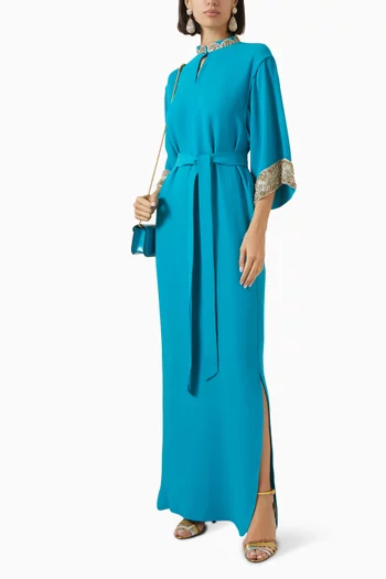 Embroidered Maxi Dress in Cady Couture