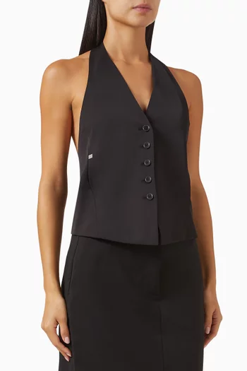 Halter Vest in Fluid Twill