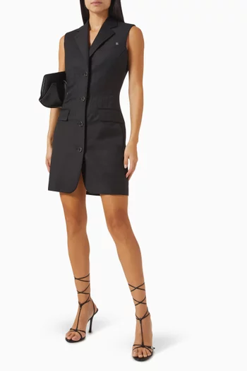 Tailored Blazer Mini Dress in Wool Twill