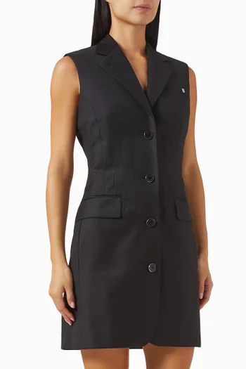 Tailored Blazer Mini Dress in Wool Twill