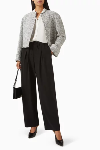 Pleated Wide-leg Pants in Admiral Crepe