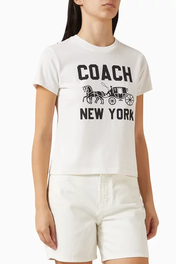 تي شيرت بطبعة الحصان والعربة قطن