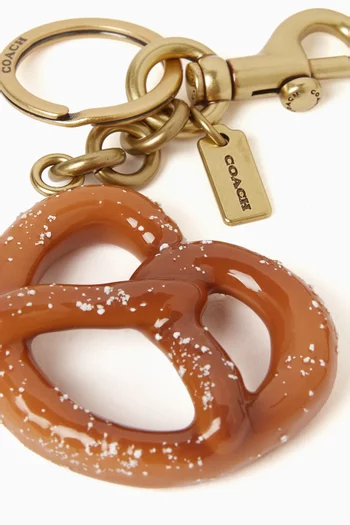 Small Pretzel Bag Charm in Gold-tone Brass