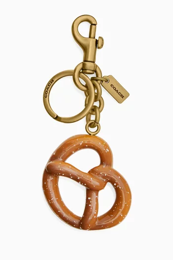 Small Pretzel Bag Charm in Gold-tone Brass