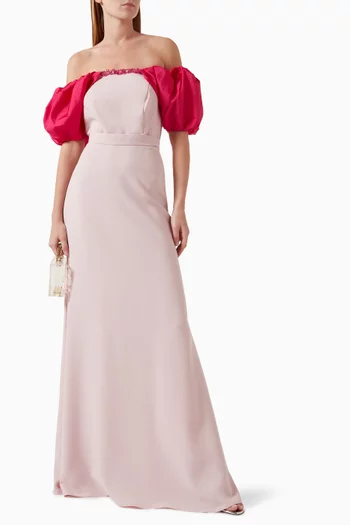 Off-shoulder Crystal Maxi Dress