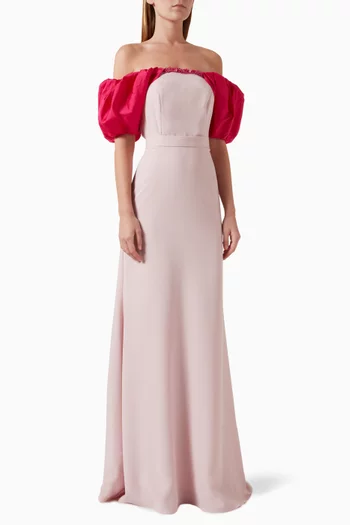 Off-shoulder Crystal Maxi Dress