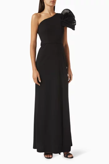 One-shoulder Ruffle Maxi Dress