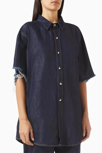 Tina Frayed Shirt in Denim