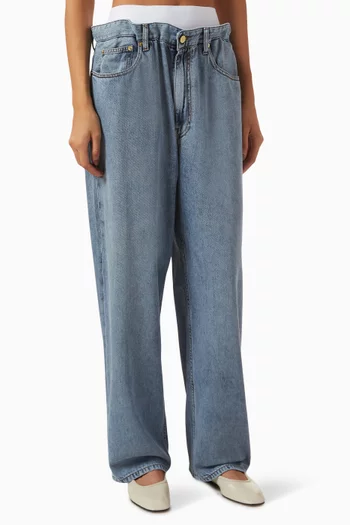 Jane Elastic Waist Wide-leg Jeans