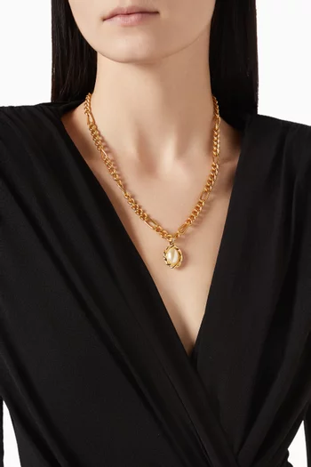 1980s Rediscovered Vintage Figaro Chain Pearl Pendant Necklace