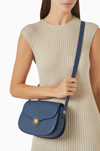 Small Ghiera Shoulder Bag in Ostrich Leather