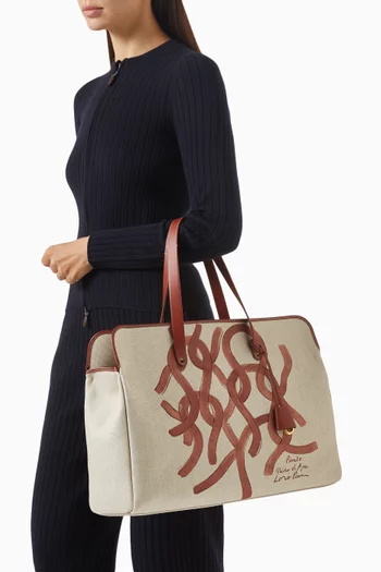 Laguna Shopper Bag in Linen & Leather