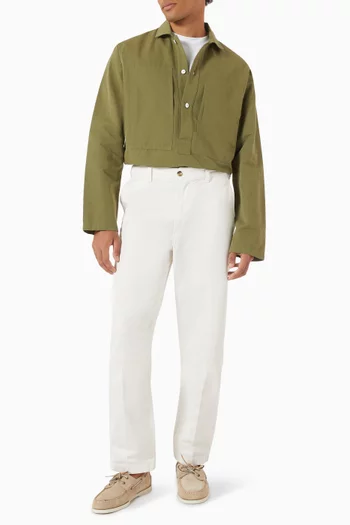 Mandarin Collar Popover Shirt in Linen