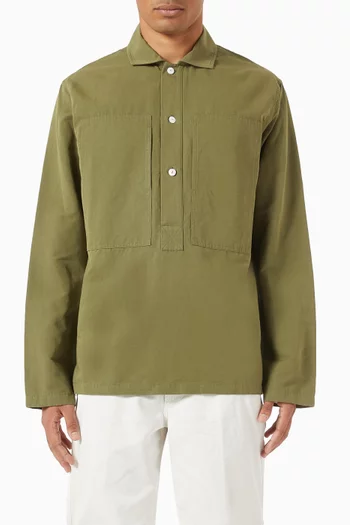 Mandarin Collar Popover Shirt in Linen