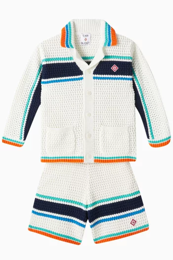 قميص بنمط جاكيت تنس كروشيه قطن