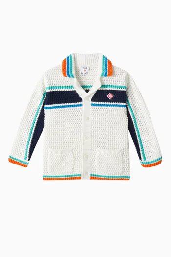 قميص بنمط جاكيت تنس كروشيه قطن