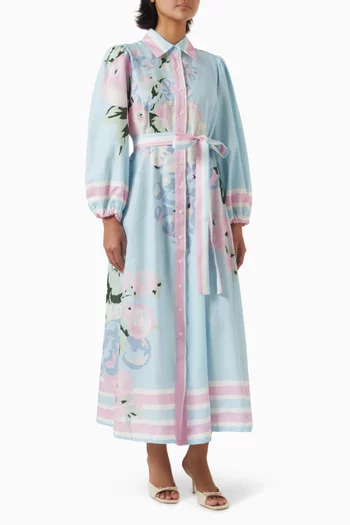 Lucille Midi Dress in Linen & Cotton