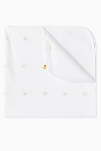 Logo-embroidered Blanket in Cotton