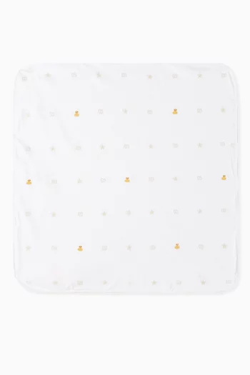 Logo-embroidered Blanket in Cotton