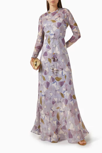 Dawning Sheath Maxi Dress in Linen & Silk