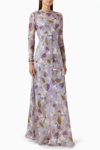 Dawning Sheath Maxi Dress in Linen & Silk
