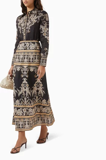 Balance Bias Midi Skirt in Linen