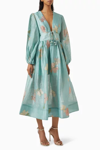 Illuminate Drawn Billow Dress in Linen Blend